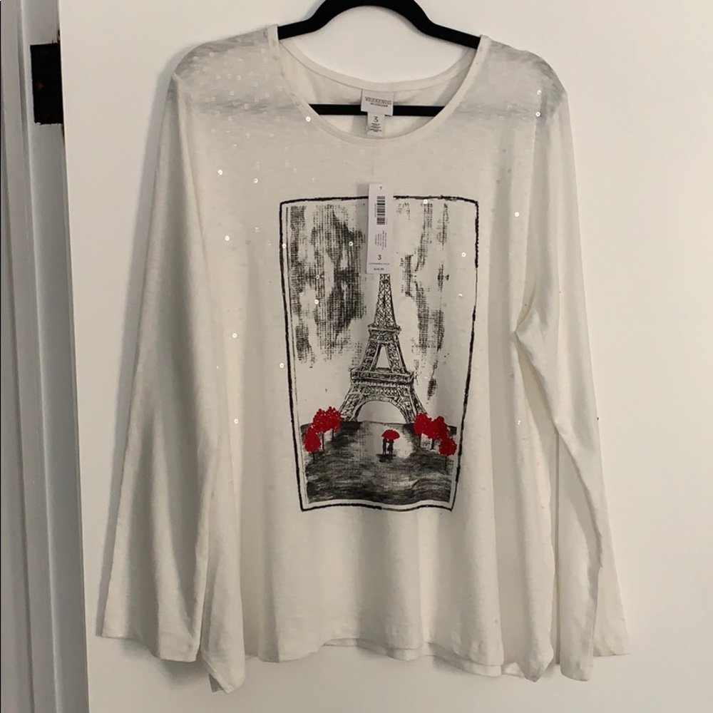 NWT Weekends by Chico’s Walk In Paris top